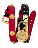 Versace Medusa Lock Icon Gold Dial Red Leather Strap Watch for Women - VEDW00119 Authentic Buy Shop Now