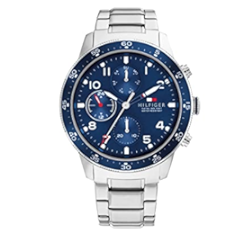Tommy Hilfiger Jimmy Chronograph Quartz Blue Dial Silver Steel Strap Watch For Men - 1791949 Authentic Buy Shop Now