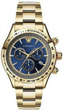 Versace Classic Chronograph Quartz Blue Dial Gold Steel Strap Watch For Men - VEV700619 Authentic Buy Shop Now
