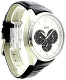 Hugo Boss Casual Chronograph Silver Dial Black Leather Strap Watch For Men - HB1512880 Authentic Buy Shop Now