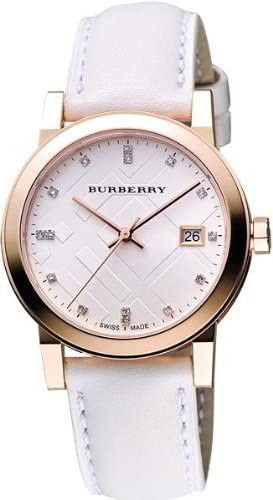 Burberry The City Diamonds White Dial White Leather Strap Watch for Women - BU9130 Authentic Buy Shop Now