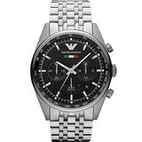 Emporio Armani Team Italia Chronograph Black Dial Silver Steel Strap Watch For Men - AR5983 Authentic Buy Shop Now