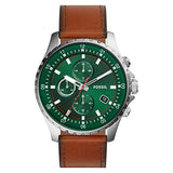Fossil Dillinger Luggage Chronograph Green Dial Brown Leather Strap Watch for Men - FS5734 Authentic Buy Shop Now