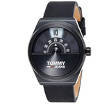 Tommy Hilfiger Monogram Pop Quartz Black Dial Black Leather Strap Watch For Men - 1791773 Authentic Buy Shop Now