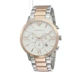 Emporio Armani Giovanni Chronograph Quartz White Dial Two Tone Steel Strap Watch For Men - AR11209 Authentic Buy Shop Now