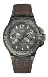 Guess Rigor Analog Quartz Black Dial Brown Leather Strap Watch For Men - W0040G2 Authentic Buy Shop Now