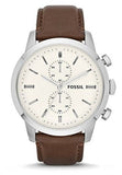 Fossil Townsman Chronograph White Dial Brown Leather Strap Watch for Men - FS5350 Authentic Buy Shop Now