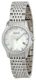 Gucci G Timeless Diamonds Mother of Pearl Dial Silver Steel Strap Watch For Women - YA126506 Authentic Buy Shop Now