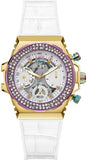Guess Fusion Chronograph White Dial White Leather Strap Watch For Women - GW0553L2 Authentic Buy Shop Now
