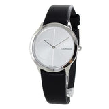 Calvin Klein Minimal Silver Dial Black Leather Strap Watch for Men - K3M221CY Authentic Buy Shop Now