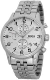 Hugo Boss Aeroliner Chronograph Quartz White Dial Silver Steel Strap Watch For Men - HB1512445 Authentic Buy Shop Now