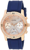Guess Confetti Diamonds Gold Dial Blue Rubber Strap Watch For Women - W1098L6 Authentic Buy Shop Now