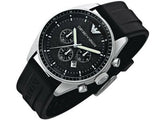 Emporio Armani Sportivo Chronograph Black Dial Black Rubber Strap Watch For Men - AR0527 Authentic Buy Shop Now