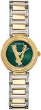 Versace Virtus Quartz Green Dial Two Tone Steel Strap Watch For Women - VET300821 Authentic Buy Shop Now