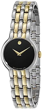 Movado Veturi Quartz Black Dial Two Tone Steel Strap Watch for Women - 0606933 Authentic Buy Shop Now