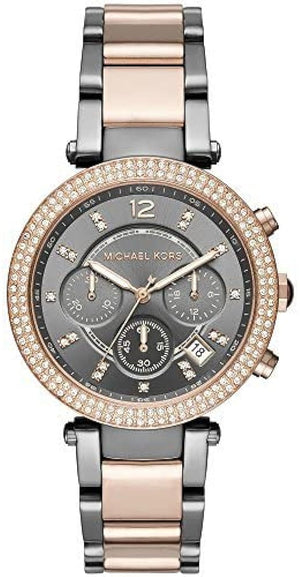 Michael Kors Parker Chronograph Grey Dial Two Tone Steel Strap Watch For Women - MK6440 Authentic Buy Shop Now