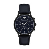 Emporio Armani Renato Chronograph Quartz Blue Dial Blue Leather Strap Watch For Men - AR2481 Authentic Buy Shop Now
