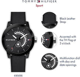 Tommy Hilfiger Denim Quartz Black Dial Black Leather Strap Watch for Men - 1791479 Authentic Buy Shop Now