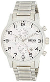 Hugo Boss Aeroliner Chronograph White Dial Silver Steel Strap Watch for Men - 1513182 Authentic Buy Shop Now