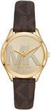 Michael Kors Jaycie Three Hand Gold Dial Brown Leather Strap Watch for Women - MK2862 Authentic Buy Shop Now