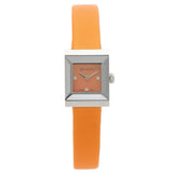 Gucci G-Frame Square Mother of Pearl Orange Dial Orange Leather Strap Watch For Women - YA128532 Authentic Buy Shop Now