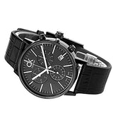 Calvin Klein Post Minimal Chronograph Black Dial Black Leather Strap Watch for Men - K7627401 Authentic Buy Shop Now