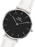 Daniel Wellington Classic Petite Bondi Black Dial White Leather Strap Watch For Women - DW00100284 Authentic Buy Shop Now