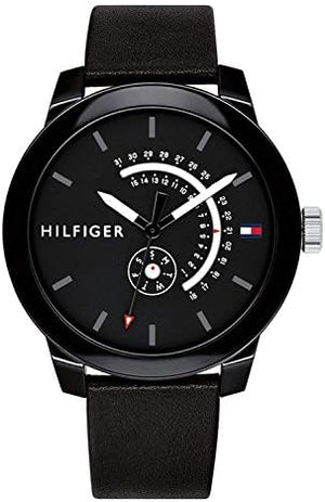 Tommy Hilfiger Denim Quartz Black Dial Black Leather Strap Watch for Men - 1791479 Authentic Buy Shop Now