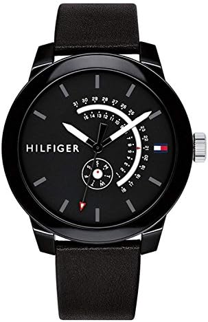 Tommy Hilfiger Denim Quartz Black Dial Black Leather Strap Watch for Men - 1791479 Authentic Buy Shop Now