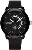 Tommy Hilfiger Denim Quartz Black Dial Black Leather Strap Watch for Men - 1791479 Authentic Buy Shop Now