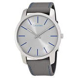 Calvin Klein City Silver Dial Grey Leather Strap Watch for Men - K2G211Q4 Authentic Buy Shop Now