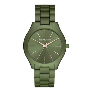 Michael Kors Slim Runway Green Dial Green Steel Strap Watch for Women - MK4526 Authentic Buy Shop Now