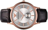 Emporio Armani Classic Analog Silver Dial Brown Leather Strap Watch For Men - AR9101 Authentic Buy Shop Now
