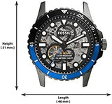 Fossil FB-01 Automatic Skeleton Black Dial Grey Steel Strap Watch for Men - ME3201 Authentic Buy Shop Now