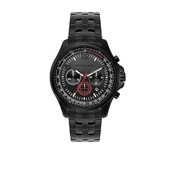 Michael Kors Pilot Chronograph Black Dial Black Steel Strap Watch For Men - MK9127 Authentic Buy Shop Now