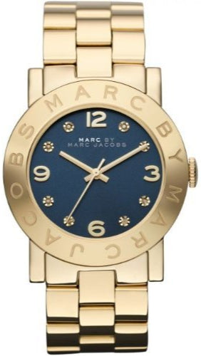 Marc Jacobs Amy Blue Dial Gold Steel Strap Watch for Women - MBM3166 Authentic Buy Shop Now