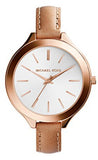 Michael Kors Runway Slim Quartz White Dial Beige Leather Strap Watch For Women - MK2284 Authentic Buy Shop Now