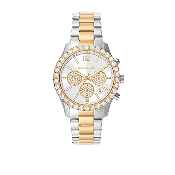 Michael Kors Berkley Chronograph Silver Dial Two Tone Steel Strap Watch For Women - MK7415 Authentic Buy Shop Now