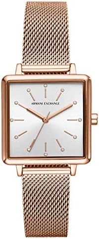 Armani Exchange Lola Quartz Silver Dial Rose Gold Mesh Strap Watch For Women - AX5802 Authentic Buy Shop Now