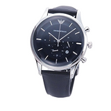 Emporio Armani Lambda Chronograph Blue Dial Blue Leather Strap Watch For Men - AR11018 Authentic Buy Shop Now