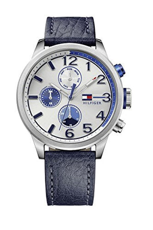 Tommy Hilfiger Jackson Silver Dial Black Leather Strap Watch for Men - 1791240 Authentic Buy Shop Now
