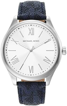 Michael Kors Benning Three Hand Silver Dial Blue Leather Strap Watch For Men - MK8930 Authentic Buy Shop Now