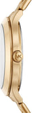 Michael Kors Slim Runway Crystals Gold Dial Gold Steel Strap Watch for Women - MK1046 Authentic Buy Shop Now