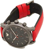 Emporio Armani Luigi Chronograph Black Dial Red Leather Strap Watch For Men - AR1971 Authentic Buy Shop Now