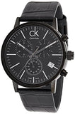 Calvin Klein Post Minimal Chronograph Black Dial Black Leather Strap Watch for Men - K7627401 Authentic Buy Shop Now