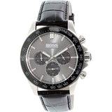 Hugo Boss Ikon Grey Dial Black Leather Strap Watch for Men - 1513177 Authentic Buy Shop Now