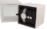 Emporio Armani Gianni T Bar Quartz Silver Dial Beige Leather Strap Watch For Women - AR80007 Authentic Buy Shop Now