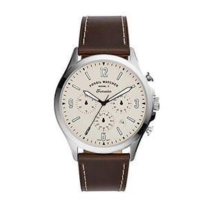 Fossil Forrester Chronograph White Dial Brown Leather Strap Watch for Men - FS5696 Authentic Buy Shop Now
