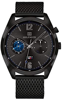 Tommy Hilfiger Deacon Analog Black Dial Black Mesh Bracelet Watch for Men - 1791547 Authentic Buy Shop Now