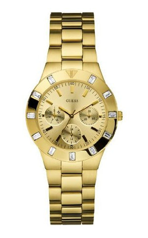 Guess Glisten Analog Gold Dial Gold Steel Strap Watch For Women - W13576l1 Authentic Buy Shop Now